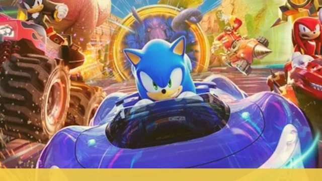 Sonic Racing: CrossWorlds — SpongeBob & Patrick Voice Challenge voice pack cover art showing games characters